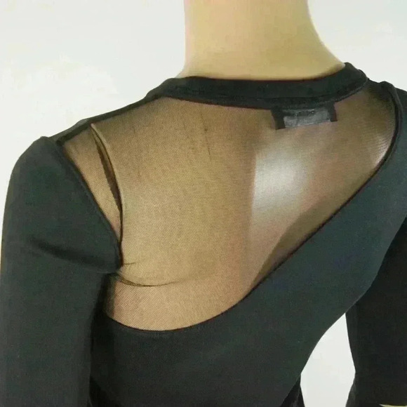 Diesel Y2K 2000s Black Mesh Cutout Sheer Detail Long Sleeve Mini Dress - Picture 5 of 9